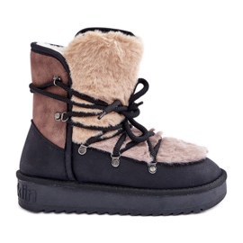 Botas de neve femininas com pele D.Franklin DFSH370012 pretas preto