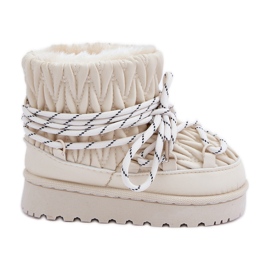 Botas de neve infantis isoladas com pêlo grosso, bege claro