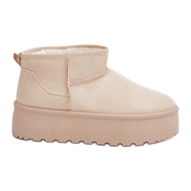 Botas femininas com isolamento para neve na plataforma, bege claro