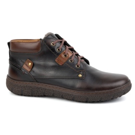 Kampol Sapatos de inverno masculinos em couro com isolamento 108/K castanho marrom
