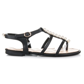 Vices Sandálias elegantes com miçangas preto