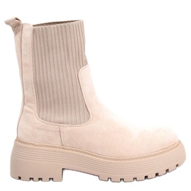 Botins bege com punho elástico Botins bege com punho elástico