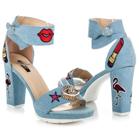 Vices Sandálias jeans com patches azul