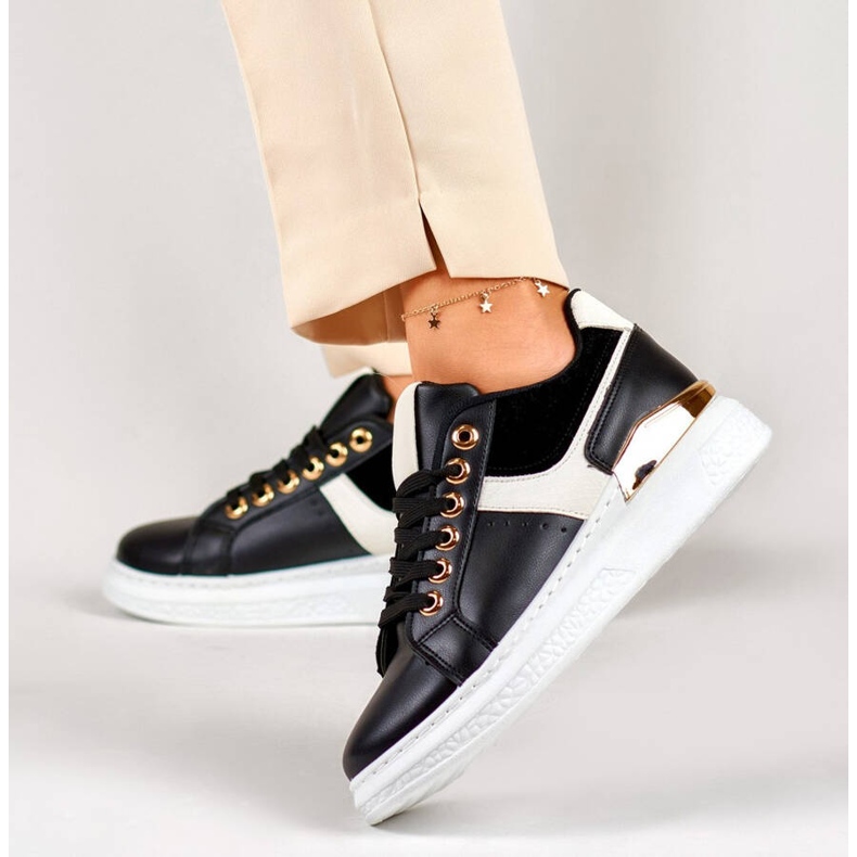 Tênis plataforma feminino, preto JF3060B