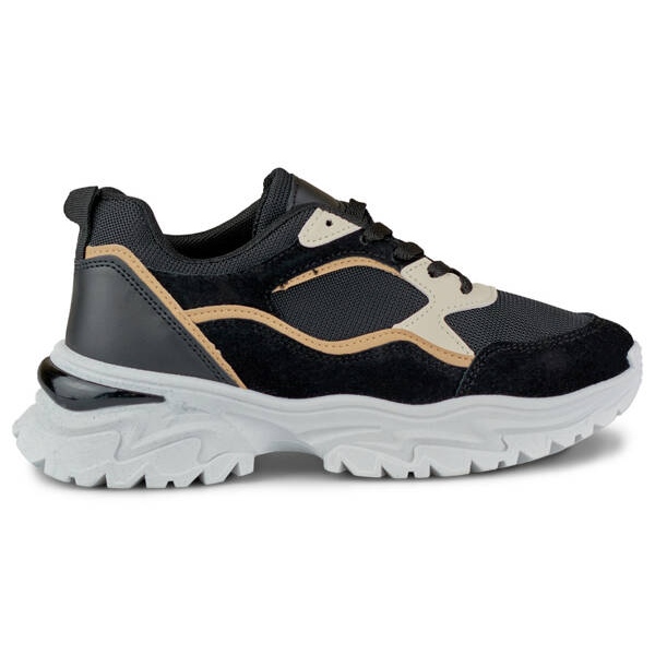 Tênis feminino com sola grossa, preto 9062-B