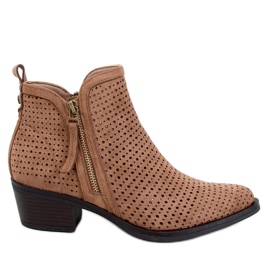 Botas de cowboy femininas com aberturas, bege marrom
