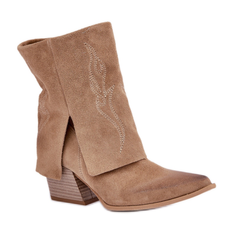 Botas de cowboy sem isolamento feminino Zazoo 3488 bege