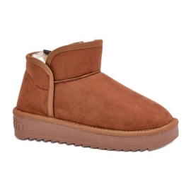 D.Franklin Botas de neve femininas com pele DFSH370010 castanho marrom