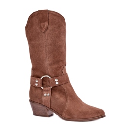 Botas de cowboy femininas Zazoo 3669 castanho Botas de cowboy femininas Zazoo 3669 castanho
