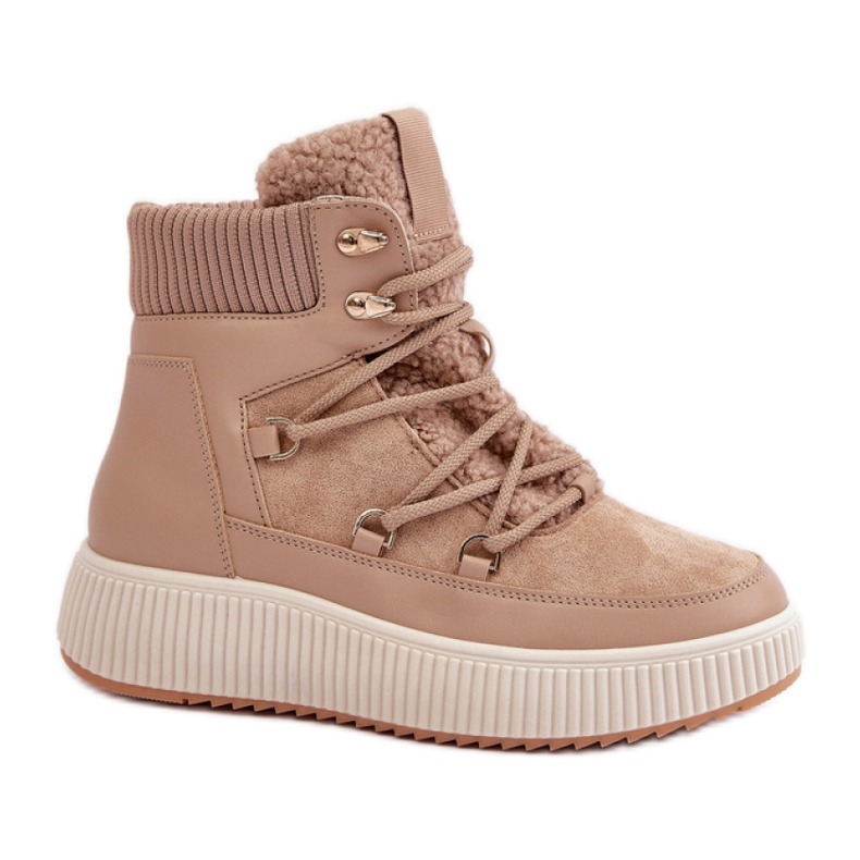 Botas de neve isoladas femininas MD9944-7 bege castanho