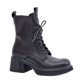 Botas femininas de couro natural 66671 pretas preto