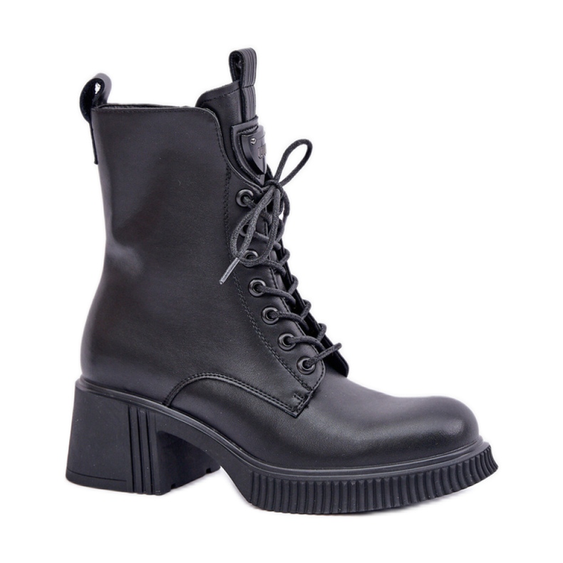 Botas femininas de couro natural 66671 pretas preto