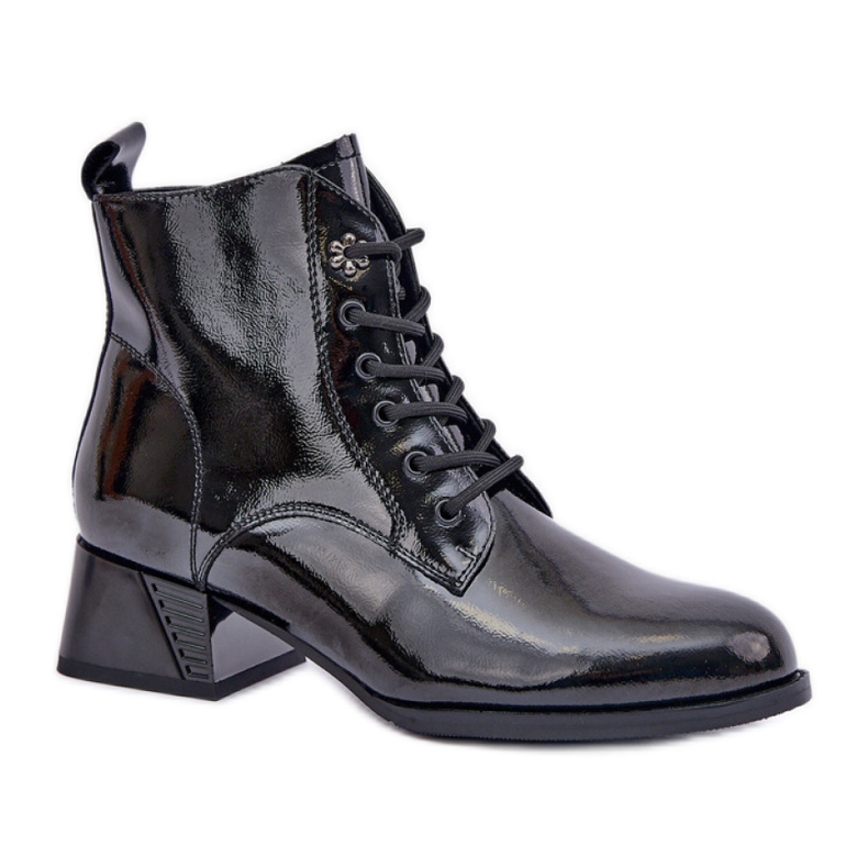 Botas femininas envernizadas Da JC42-53 pretas preto