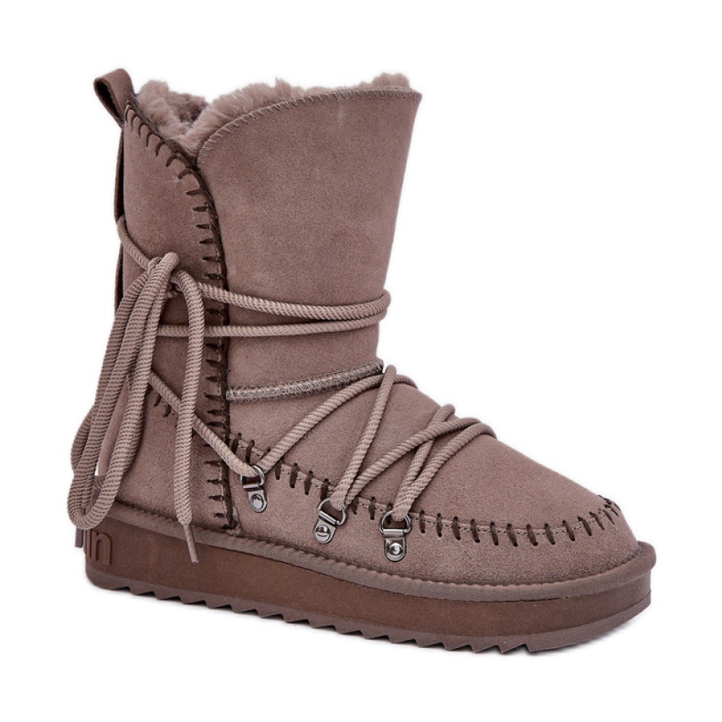 D.Franklin Botas de neve femininas com pele DFSH375004, bege D.Franklin Botas de neve femininas com pele DFSH375004, bege