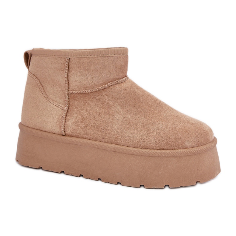Botas de neve femininas forradas com pele TL242-63, bege