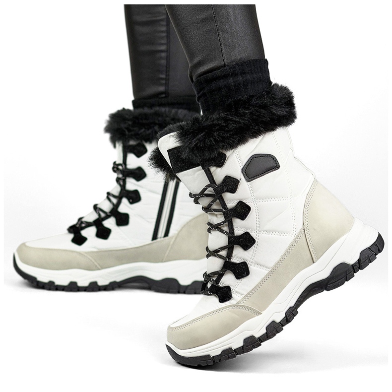 Botas altas de neve com isolamento, esportes de inverno, botas com isolamento, botas femininas com isolamento grosso branco