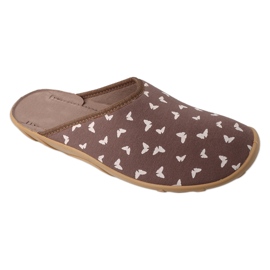 Chinelos femininos Befado 235D194 marrons com borboletas marrom