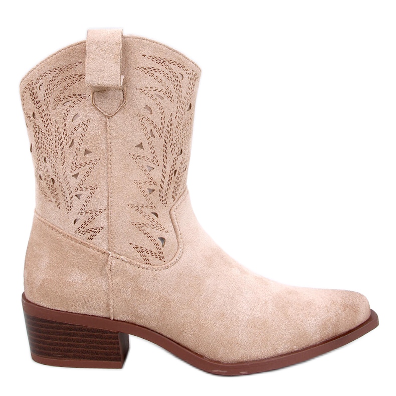 Botas de cowboy femininas bege com aberturas Botas de cowboy femininas bege com aberturas