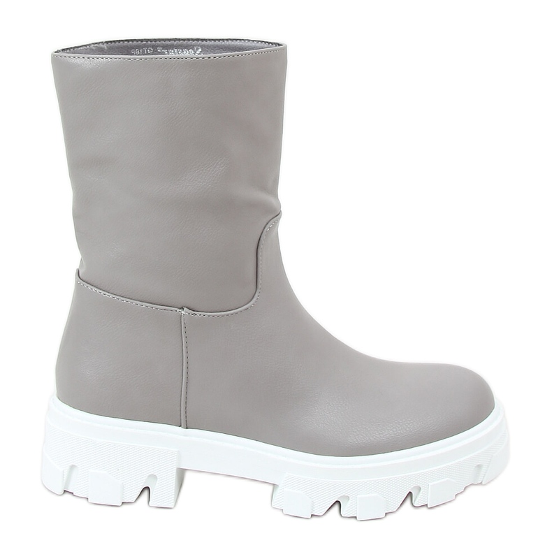 Botins femininos com cano reto, cinza
