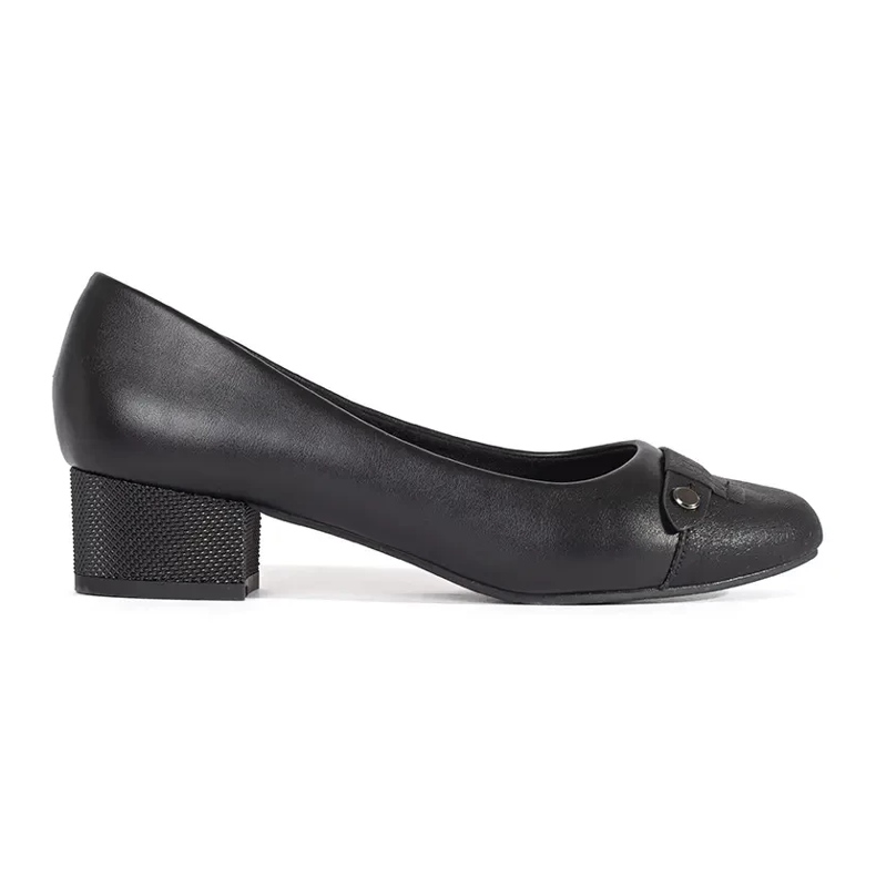 Goodin Sapatos de salto baixo femininos negros preto