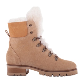 Marco Shoes Botas femininas isoladas com lã bege