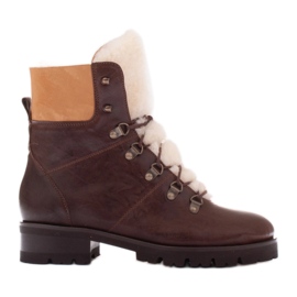Marco Shoes Botas femininas isoladas com lã castanho Marco Shoes Botas femininas isoladas com lã castanho