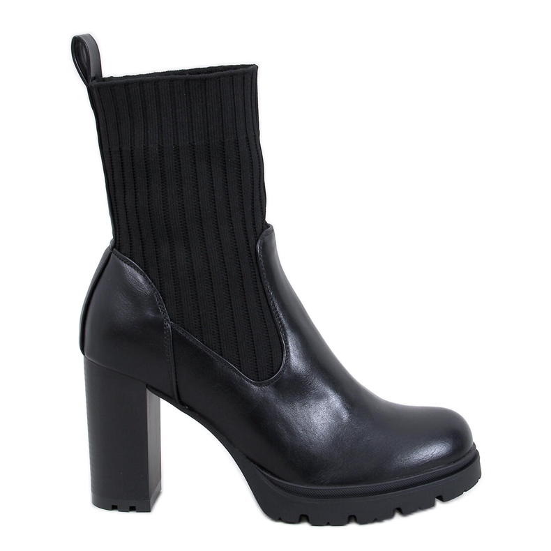 Botins femininos de salto alto com punho preto
