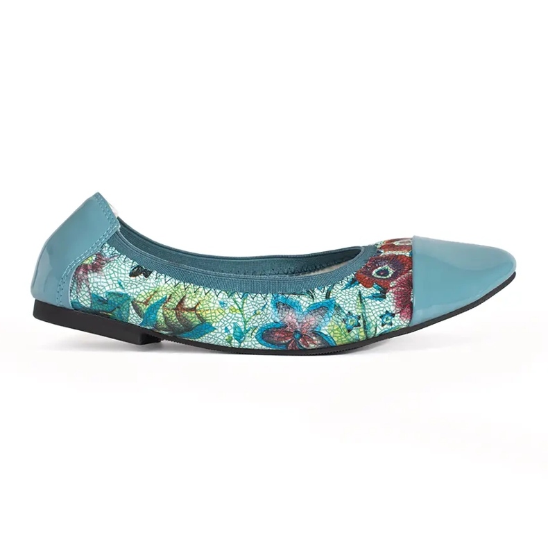 Goodin Sapatilhas com padrão floral e bico envernizado azul