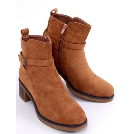 Aretha Camel Ankle boot com salto largo - Inello marrom