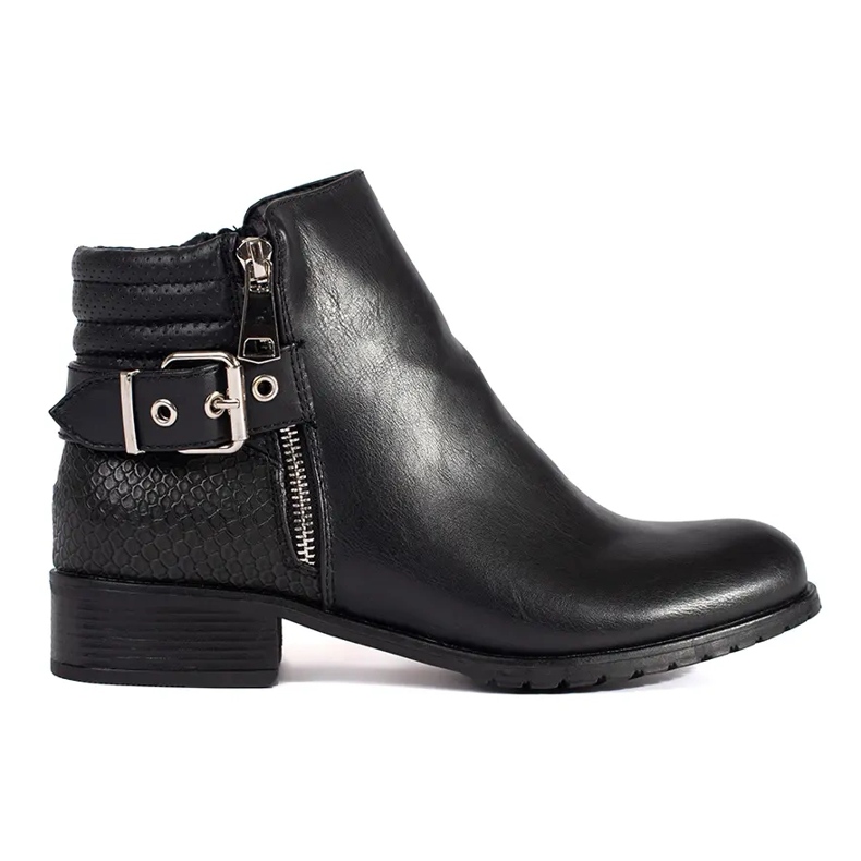 Botas Chelsea femininas pretas com salto plano preto