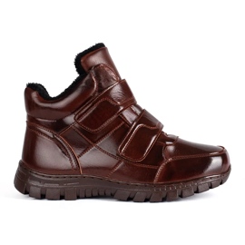 Botas altas de inverno marrons com fecho de velcro castanho