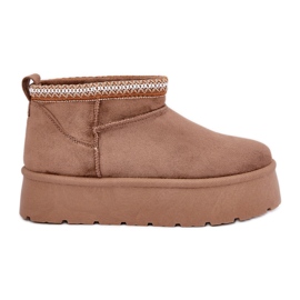 PG2 Botas de neve com plataforma e bordados decorativos marrom