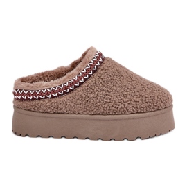 Botas de neve com plataforma de pele de carneiro marrom com pele