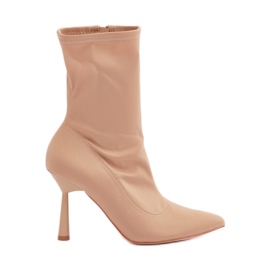 Botins de tecido bege escuro