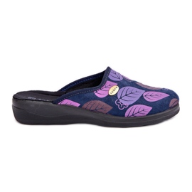 Chinelos femininos com folhas Inblu CU00005F azul marinho