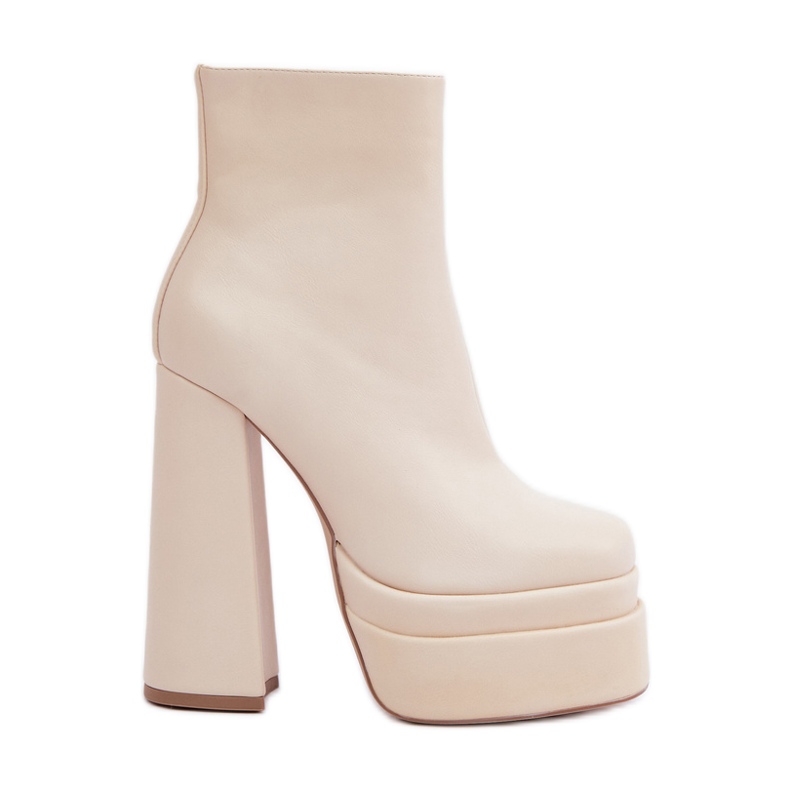 Botas quentes bege claro com plataforma enorme e salto alto