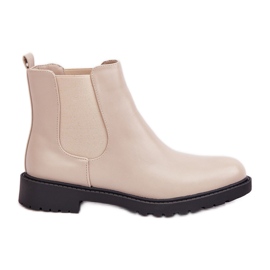 Botas Chelsea femininas com salto plano, bege