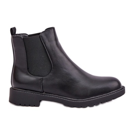 Botas Chelsea femininas com salto plano, pretas preto