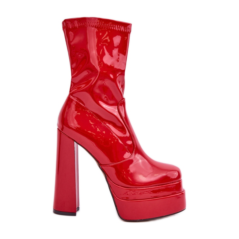 Botins vermelhos envernizados com plataforma e salto alto da Lotisha