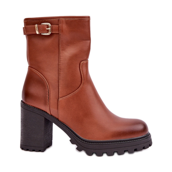 Botins isolados com fivela, castanho