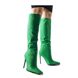 Solea Botas verdes com salto alto Solea Botas verdes com salto alto