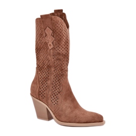 Botas de cowboy marrons com cano vazado marrom