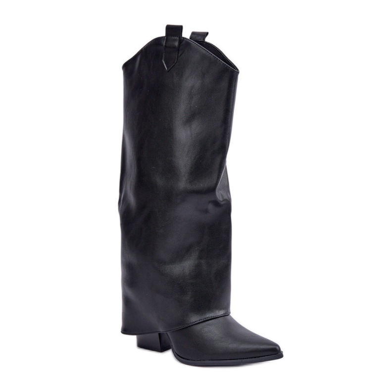 Botas pretas femininas com cano levantado preto Botas pretas femininas com cano levantado preto