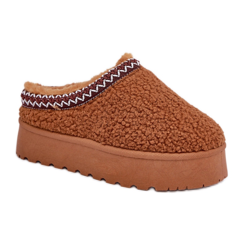 Botas femininas de neve com plataforma camelo castanho