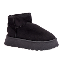Botas femininas de neve com plataforma de camurça preta preto