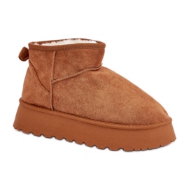 Botas femininas de neve com plataforma em camurça camelo castanho