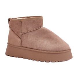 Botas femininas de neve com plataforma, camurça bege