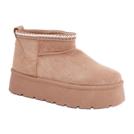 Botas femininas de neve com plataforma, camurça bege