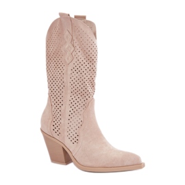 Step in style Botas Modelo Salive 7650A Bege Claro - Entre com estilo