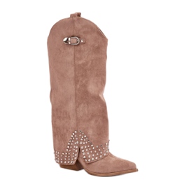 Step in style Botas Modelo Iveliri LQ-135 Bege Escuro - Entre com estilo Step in style Botas Modelo Iveliri LQ-135 Bege Escuro - Entre com estilo